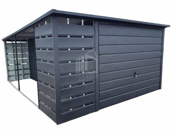 Blechgarage 3x6m Überdachung 1x6 Schwingtor Anthrazit Flachdach ID445