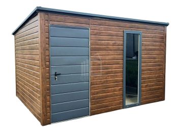 Gartenhaus - Gartenschuppen 3x3m - Tür - PVC Kippfenster - Anthrazit - Holzoptik - Flachdach ID882