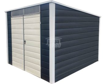 Gartenhaus - Gartenschuppen 2,5x3m - Zweiflügeliges Tor - Lichtband - Anthrazit - Weiß - Flachdach | GP527 |